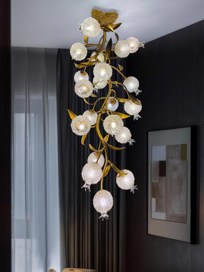 Pomegranate Glass Shade Brass Ceiling Light Fixture