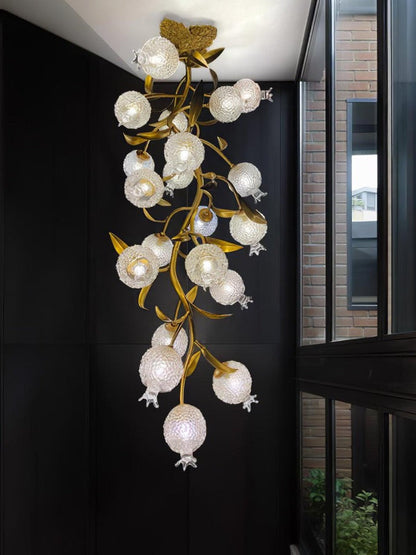 Pomegranate Glass Shade Brass Ceiling Light Fixture