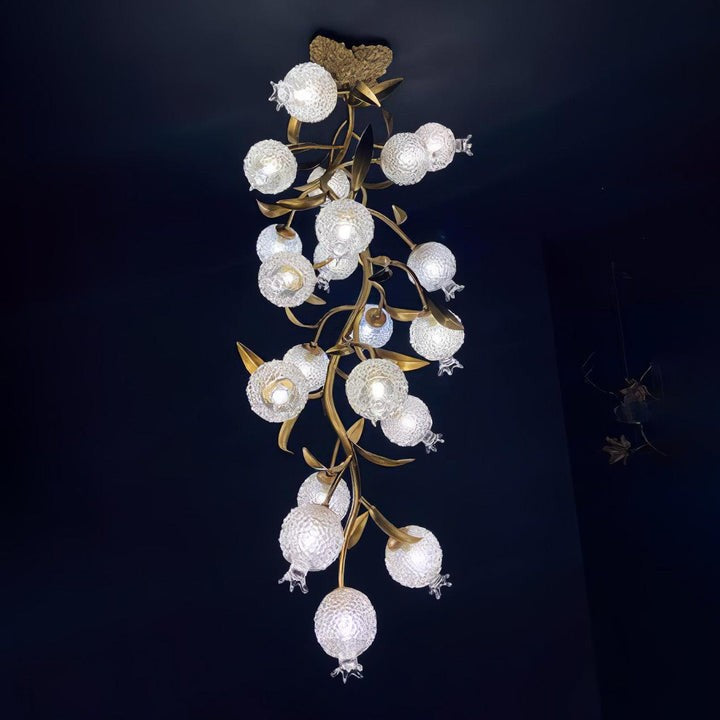 Pomegranate Glass Shade Brass Ceiling Light Fixture