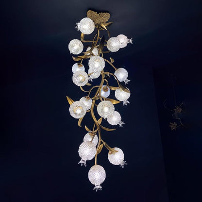 Pomegranate Glass Shade Brass Ceiling Light Fixture