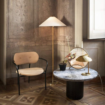 Rattan Stem Floor Lamp with White Fabric Shade