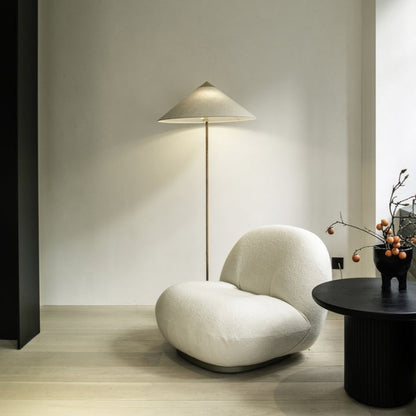 Rattan Stem Floor Lamp with White Fabric Shade