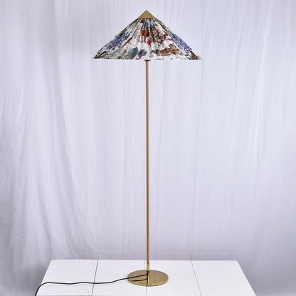 Rattan Stem Floor Lamp with White Fabric Shade