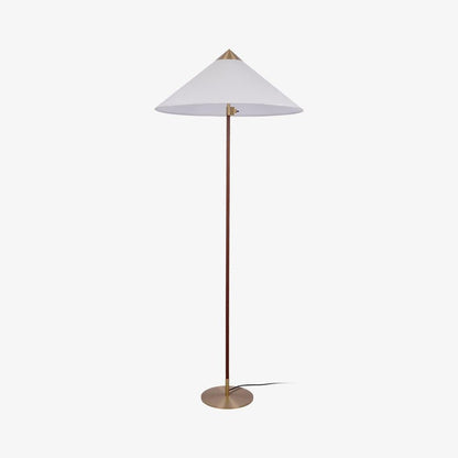Rattan Stem Floor Lamp with White Fabric Shade