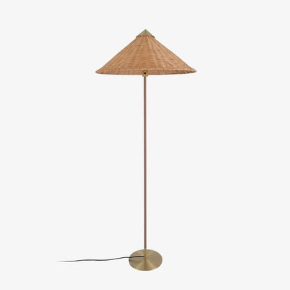 Rattan Stem Floor Lamp with White Fabric Shade