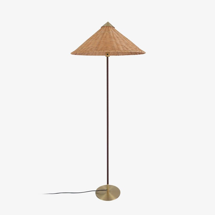 Rattan Stem Floor Lamp with White Fabric Shade