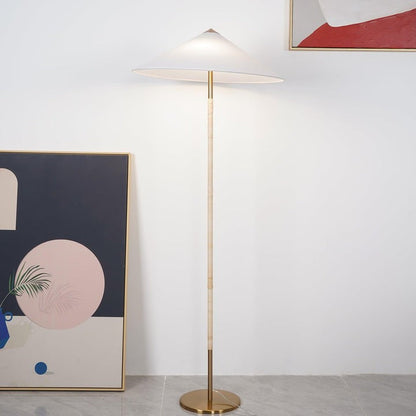 Rattan Stem Floor Lamp with White Fabric Shade