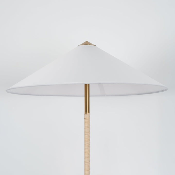Rattan Stem Floor Lamp with White Fabric Shade