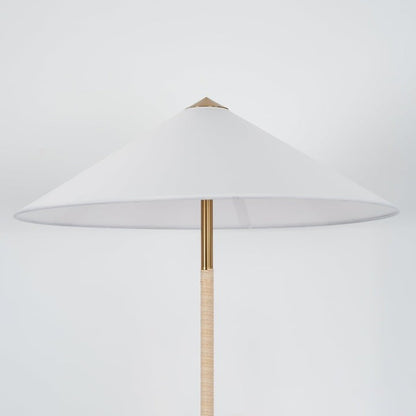 Rattan Stem Floor Lamp with White Fabric Shade