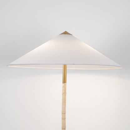 Rattan Stem Floor Lamp with White Fabric Shade