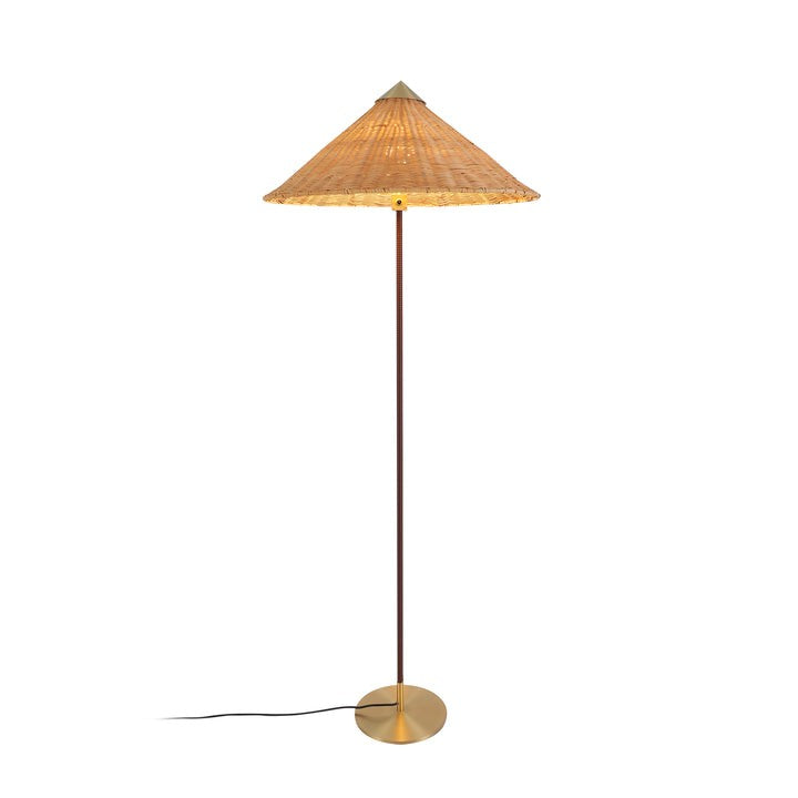 Rattan Stem Floor Lamp with White Fabric Shade