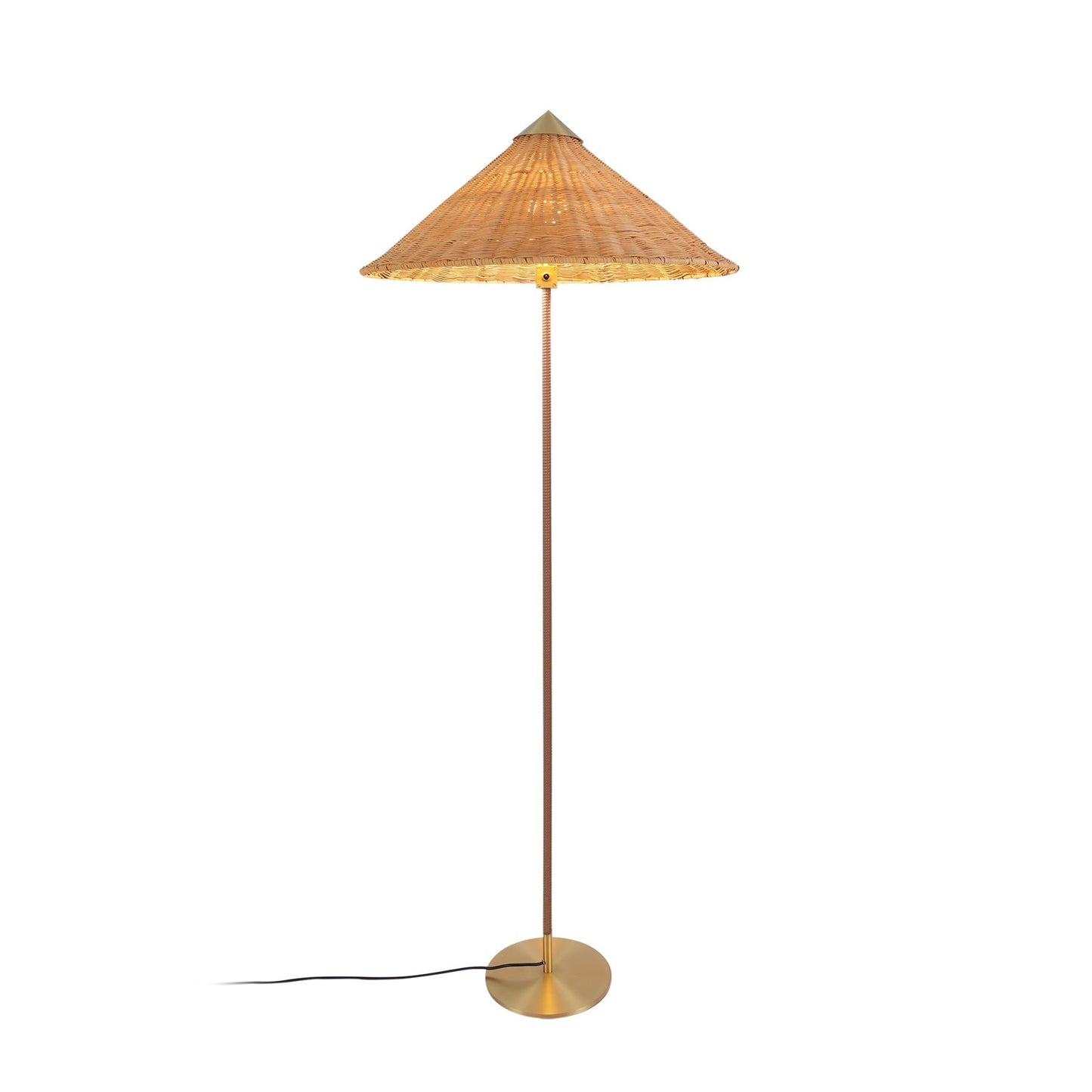 Rattan Stem Floor Lamp with White Fabric Shade