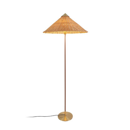 Rattan Stem Floor Lamp with White Fabric Shade