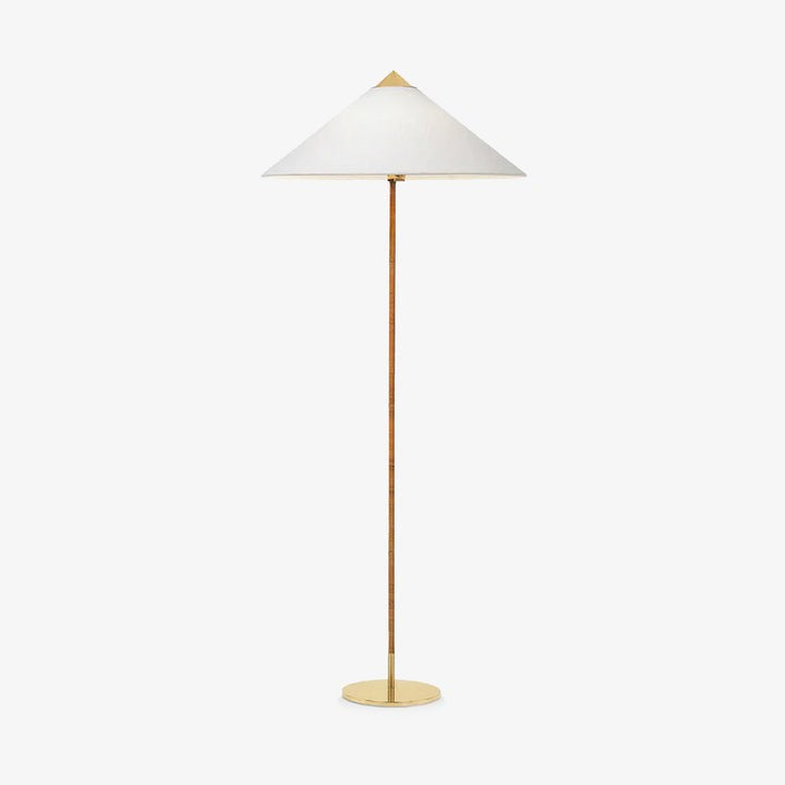 Rattan Stem Floor Lamp with White Fabric Shade