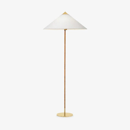 Rattan Stem Floor Lamp with White Fabric Shade