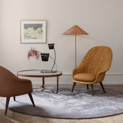Rattan Stem Floor Lamp with White Fabric Shade