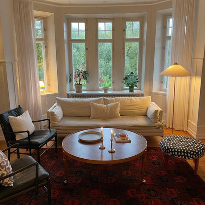 Rattan Stem Floor Lamp with White Fabric Shade