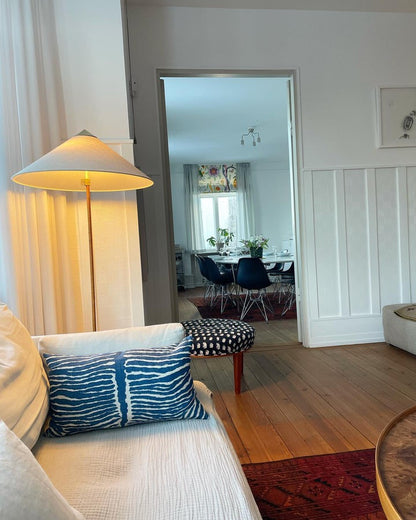 Rattan Stem Floor Lamp with White Fabric Shade