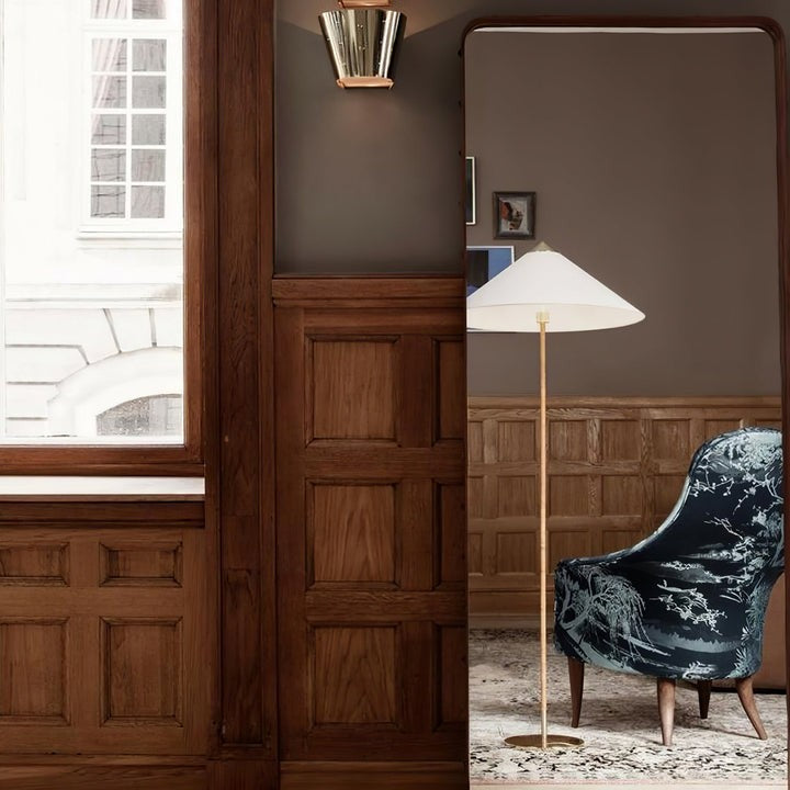 Rattan Stem Floor Lamp with White Fabric Shade