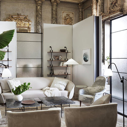 Rattan Stem Floor Lamp with White Fabric Shade
