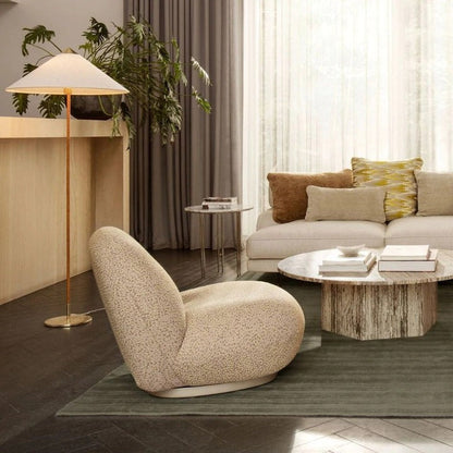 Rattan Stem Floor Lamp with White Fabric Shade