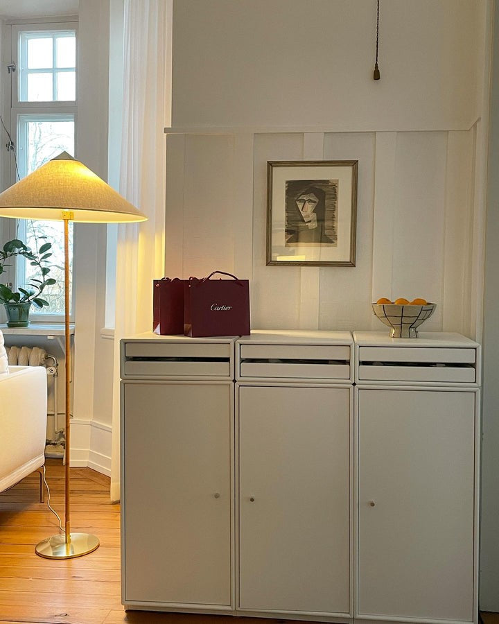 Rattan Stem Floor Lamp with White Fabric Shade