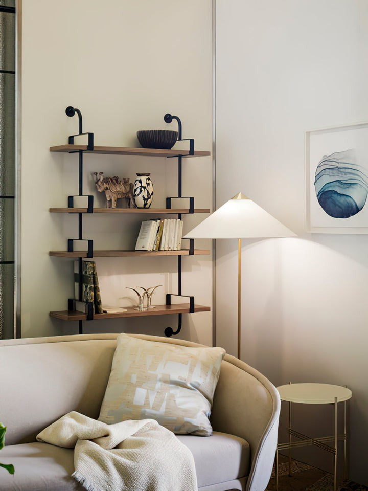 Rattan Stem Floor Lamp with White Fabric Shade