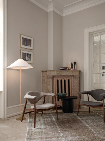 Rattan Stem Floor Lamp with White Fabric Shade
