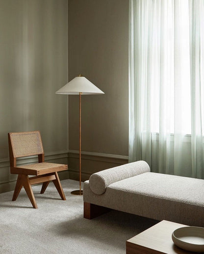 Rattan Stem Floor Lamp with White Fabric Shade