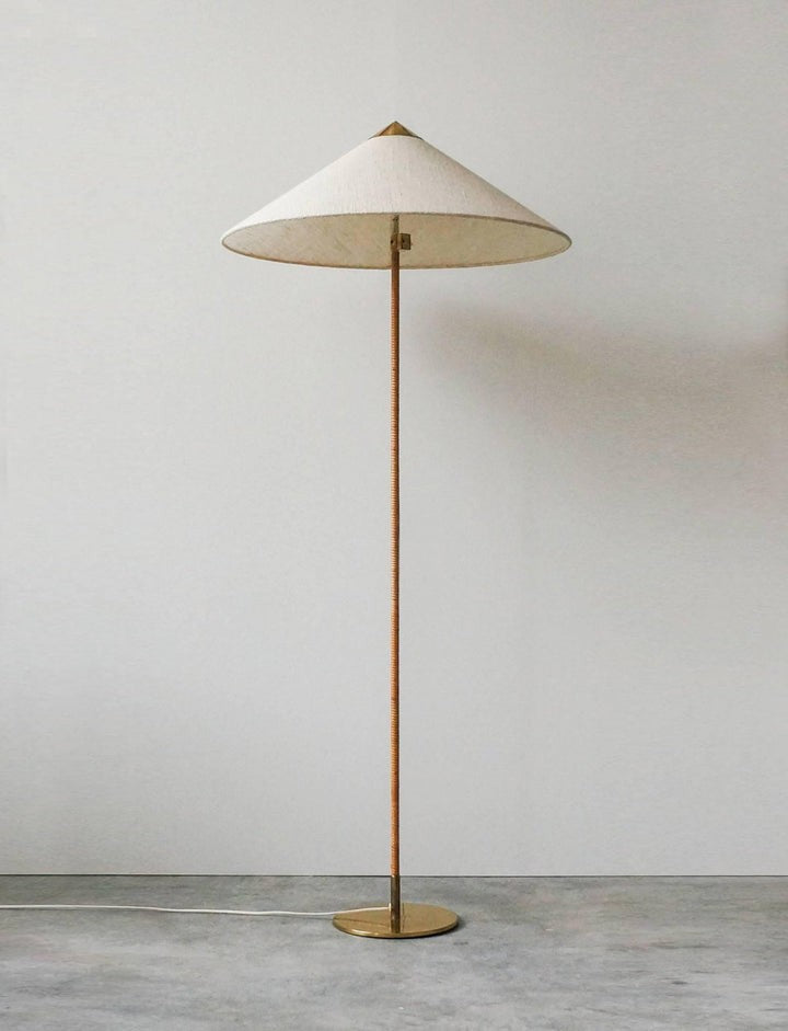 Rattan Stem Floor Lamp with White Fabric Shade