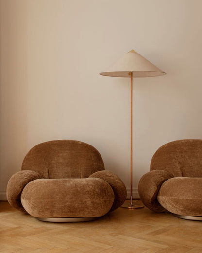 Rattan Stem Floor Lamp with White Fabric Shade