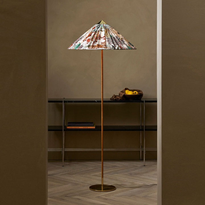 Rattan Stem Floor Lamp with White Fabric Shade