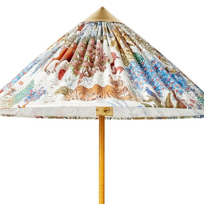 Rattan Stem Floor Lamp with White Fabric Shade
