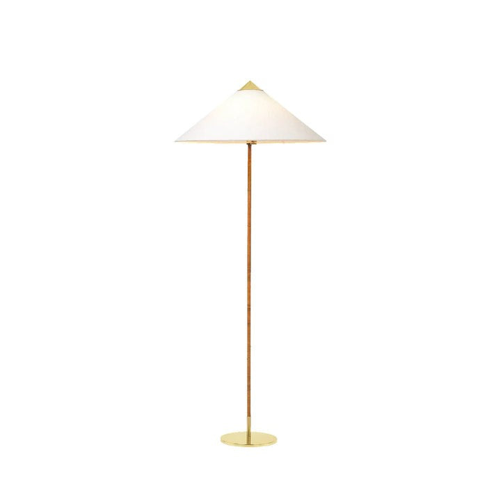 Rattan Stem Floor Lamp with White Fabric Shade