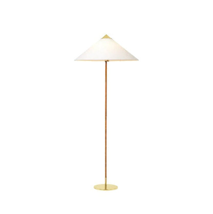 Rattan Stem Floor Lamp with White Fabric Shade