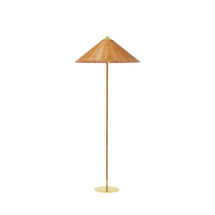 Rattan Stem Floor Lamp with White Fabric Shade