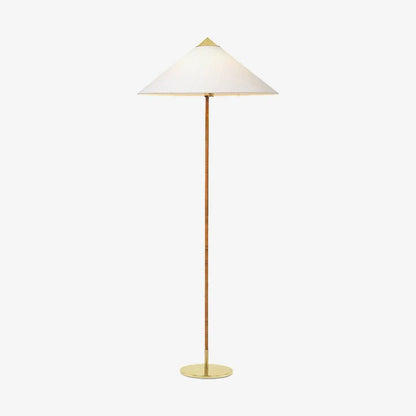 Rattan Stem Floor Lamp with White Fabric Shade