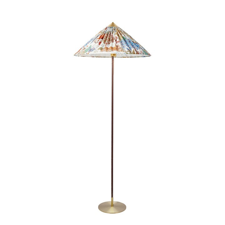 Rattan Stem Floor Lamp with White Fabric Shade