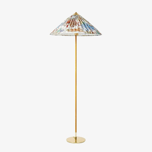 Rattan Stem Floor Lamp with White Fabric Shade