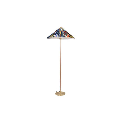 Rattan Stem Floor Lamp with White Fabric Shade
