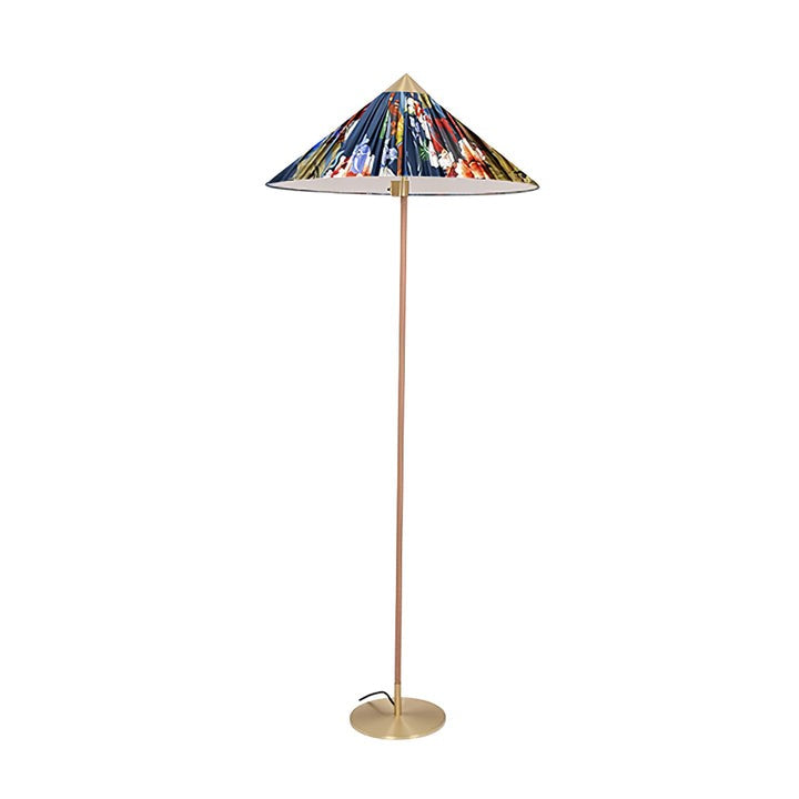 Rattan Stem Floor Lamp with White Fabric Shade
