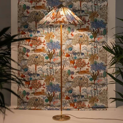 Rattan Stem Floor Lamp with White Fabric Shade