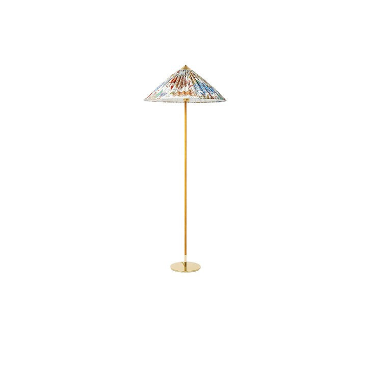 Rattan Stem Floor Lamp with White Fabric Shade