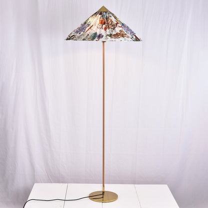 Rattan Stem Floor Lamp with White Fabric Shade