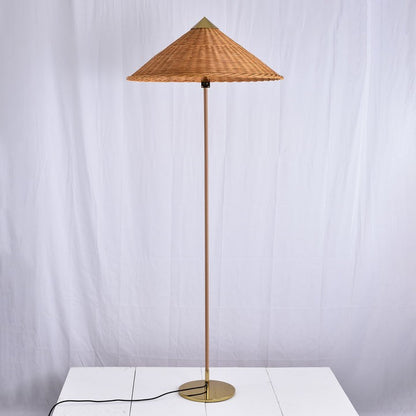 Rattan Stem Floor Lamp with White Fabric Shade