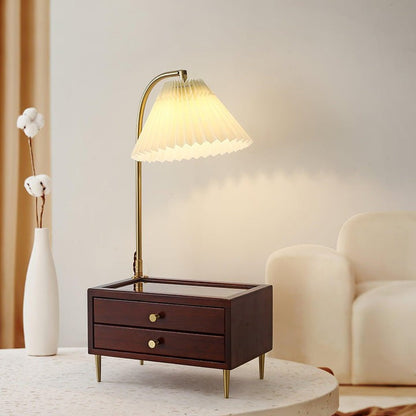 Reclaimed Wood Table Lamp with Drawer Storage
