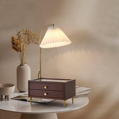 Reclaimed Wood Table Lamp with Drawer Storage