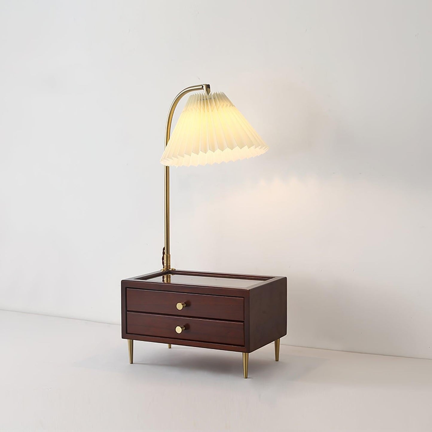 Reclaimed Wood Table Lamp with Drawer Storage