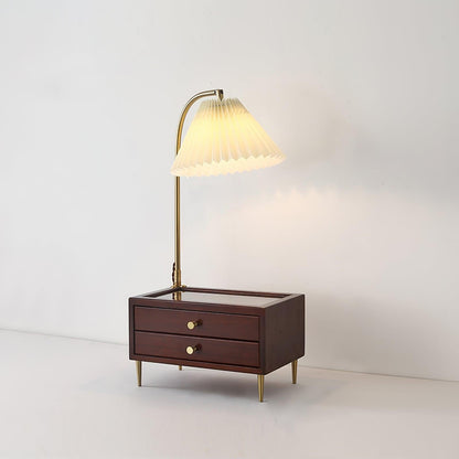 Reclaimed Wood Table Lamp with Drawer Storage