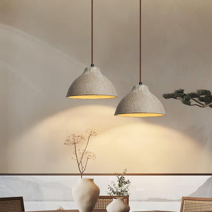 Retro Ceramic Pendant Light with Rustic Wabi-Sabi Finish